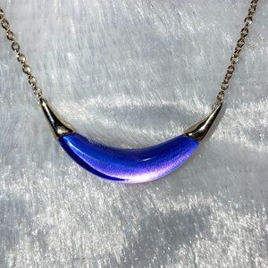 NEW Alexis Bittar Gold Capped Crescent Liquid Lucite Necklace Iridescent Purple